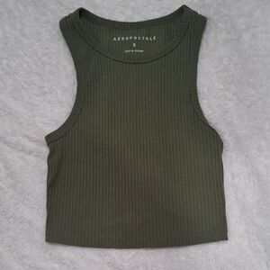 Aeropostale Green Ribbed Sleeveless Crop Top